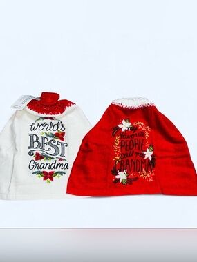 Festive Red & Cream Holiday Hand Towel Gift Set